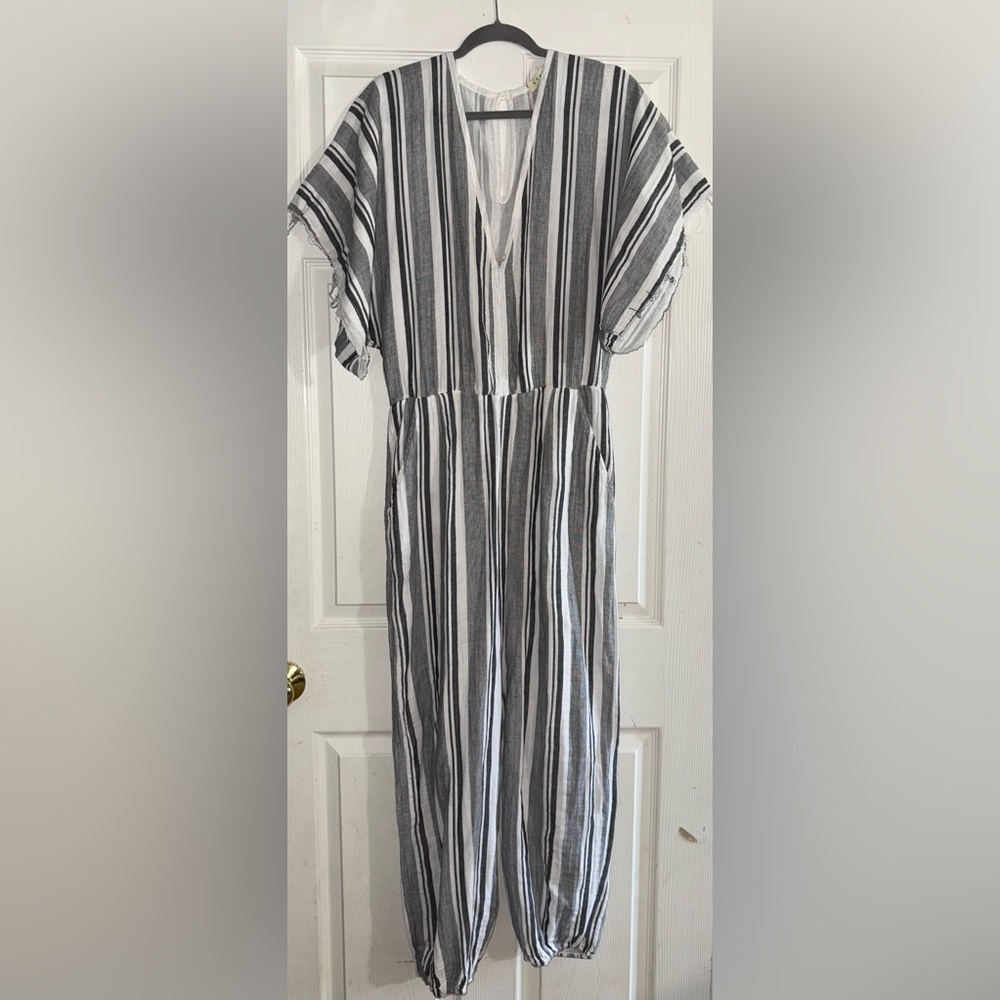 STARK X CRINKLE GAUZE COTTON KOMONO STYLE JUMPSUIT SIZE M EUC* READ DESCRI*